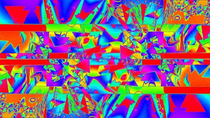 Poster - Dynamic glich video, bad tv signal of display, 3d rendering computer generated background