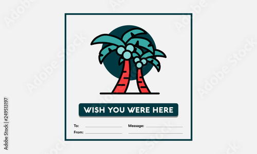 Fotomural Wish you were here card with Palm Tree