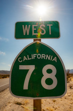 West Highway 78 Road Marker In California