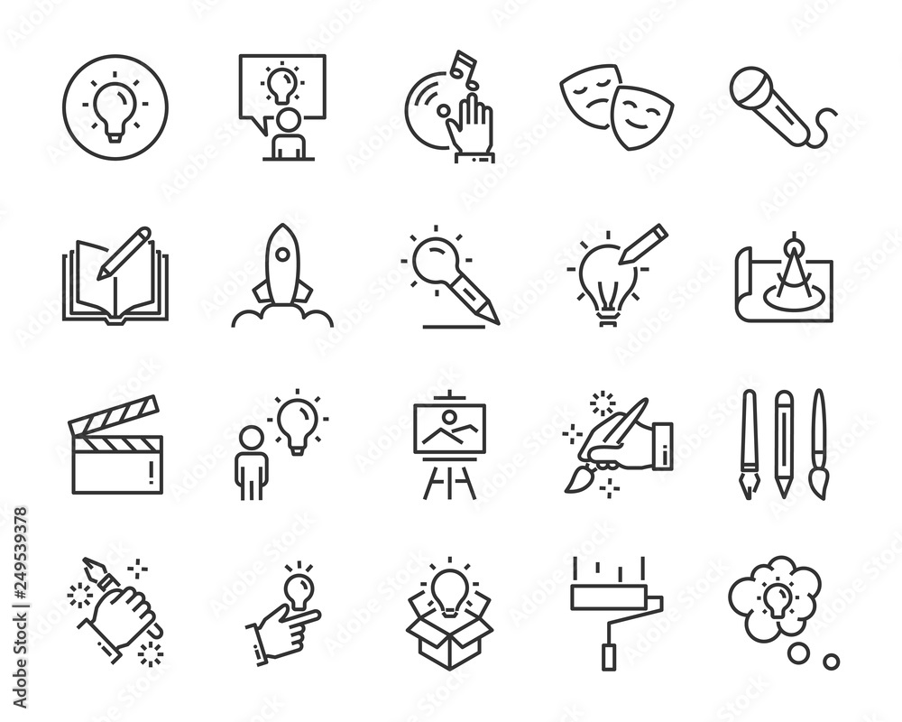 set of creative icons , such as thinking, drawing, work, education - obrazy, fototapety, plakaty 