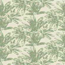Tropical Palm-trees Mint Green Vector Seamless Pattern