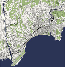 Vector Map Of The City Of Nice, Provence-Alpes-Cote DAzur, Alpes-Maritimes, French Riviera, France