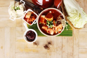 Wall Mural - Kimchi tofu soup of korean food traditional