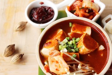 Wall Mural - Kimchi tofu soup of korean food traditional