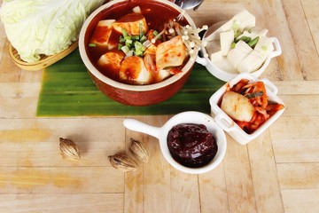 Wall Mural - Kimchi tofu soup of korean food traditional