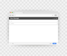 Poster - Email template. Blank e-mail browser window. Mail message web page vector frame. Vector illustration.