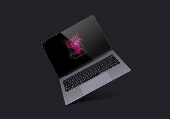 Aufkleber - Realistic dark grey with blank screen laptop. Can use for project, presentation