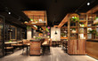 canvas print picture - 3d rende render luxury restaurant cafe