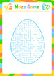 Color oval labyrinth. Kids worksheets. Activity page. Game puzzle for children. Egg, holiday, Easter. Maze conundrum. Vector illustration. With answer.