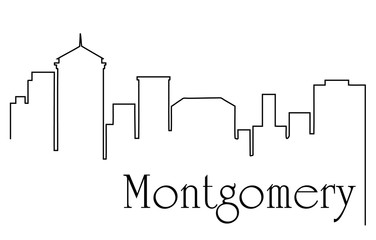 Wall Mural - Montgomery city one line drawing abstract background with cityscape