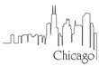 Chicago city one line drawing abstract background with cityscape