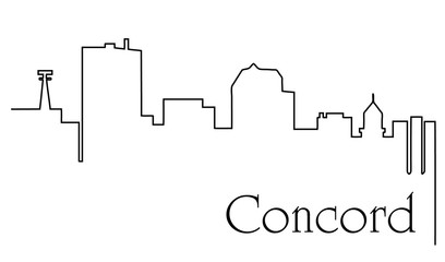 Wall Mural - Concord city one line drawing abstract background with cityscape