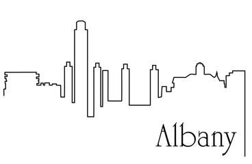 Wall Mural - Albany city one line drawing abstract background with cityscape
