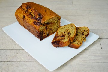 Wall Mural - A homemade vegan chocolate banana bread with walnuts