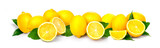 border  Ripe lemons close-up