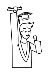 Sticker - Student with graduation gown and hat