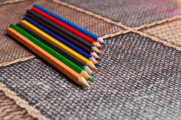 Closeup colorful pencils. Back to school concept