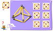 © nataljacernecka - Logic puzzle game for kids. Need to find correct top view of pyramid of matches. Printable page for brainteaser book. Development of children spatial thinking skills. Vector cartoon image.