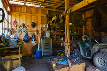Workshop Shed Garage With Toold For Repare And Atv Inside
