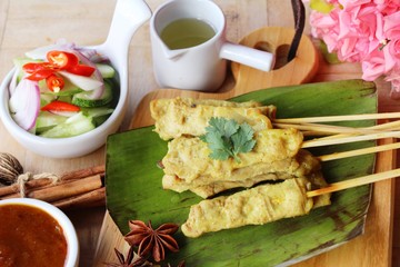 Poster - Grilled pork satay with sauce is delicious