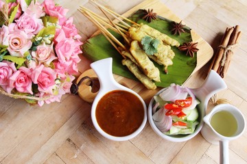 Poster - Grilled pork satay with sauce is delicious