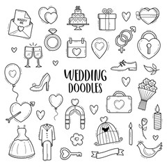 Vector doodle wedding hand drawn sketch