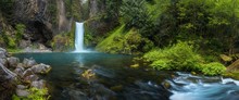 Toketee Falls Is A Waterfall In Douglas County, Oregon, United States, On The North Umpqua River At Its Confluence With The Clearwater Rive.r Beautiful Falls In Forest, West Coast USA