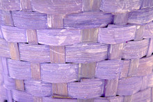 Horizontal Texture Of Decorative Lilac Wicker Wooden Basket. Violet Background With Retro Effect