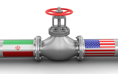 Poster - Pipeline with flags. Image with clipping path