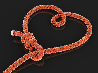 Poster - Heart shape from rope. Image with clipping path