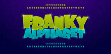 Franky Comics Alphabet Font. Typography Comic Logo Or Movie Fonts Designs Concept. Vector Illustration