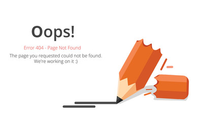 Poster - Error 404 page layout vector design. Website 404 page creative concept. The page you requested could not be found. Oops 404 error page.
