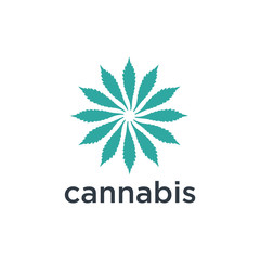 Poster - Creative marijuana health medical cannabis Leaf Line Art Logo design inspiration