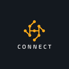 Poster - Technology logo simple tech design. Vector creative abstract template for digital communication concept