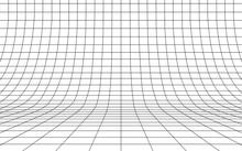 Grid Curved Background Empty In Perspective, Vector Illustration.