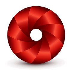 Poster - Symbol 3D, abstract lens design and red vector shutter.