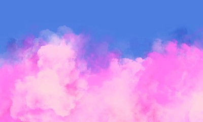 Wall Mural - abstract watercolor background with pink clouds