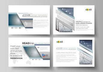 Poster - Set of business templates for presentation slides. Easy editable abstract vector layouts in flat design. DNA and neurons molecule structure. Medicine, science, technology concept. Scalable graphic.