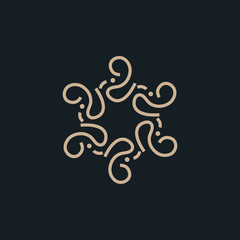 Poster - elephant Flower Logo abstract Beauty Spa salon Cosmetics brand Linear style. Looped Leaves Logotype design vector Luxury Fashion template.