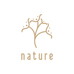 Poster - Vector logo of nature. Simple logotype of winter garden, round lake. Outline icon landscape with trees,