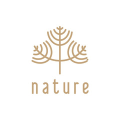 Poster - Vector logo of nature. Simple logotype of winter garden, round lake. Outline icon landscape with trees,