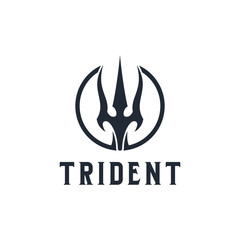 Aufkleber - Trident logo monogram intersection line Emblem of Ukraine, black and white boutique vintage emblem mockup