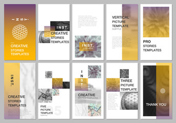 Wall Mural - Creative social networks stories design, vertical banner or flyer templates with colorful gradient backgrounds. Covers design templates for flyer, leaflet, brochure, presentation, advertising.