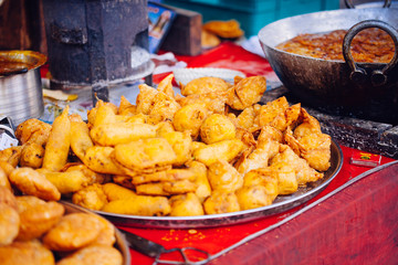 Indian street food in Pushkar city.