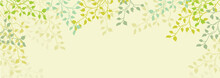 Spring Background Of Ivy Vines And Leaves On Pretty Floral Yellow Or Beige Border, Editable Vector Decoration
