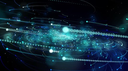 Wall Mural - 4k motion graphic simulation of galaxy light motion of stars in dark background, future energy and d