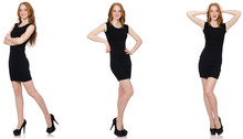 Young Redhead Lady In Black Dress  
