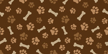 ホネと犬の足跡のパターン (Paw Prints & Dog Bone Pattern. Vector Illustration)