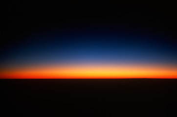 view of twilight sky from an airplane