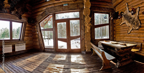 Country Style Interior In Hunter Chalet With Fireplace Buy This